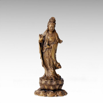 Statue de Bouddha Avalokitesvara / Lotus Guanyin Bronze Sculpture Tpfx-076